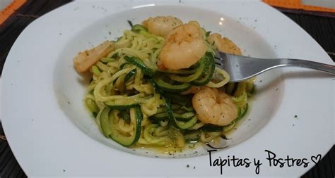 Tallarines De Calabac N Con Gambas Al Ajillo Cocina Spaghetti Menu