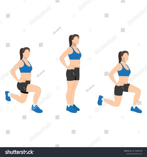 Woman Doing Front Back Lunges Exercise Stock Vector (Royalty Free) 2117889338 | Shutterstock