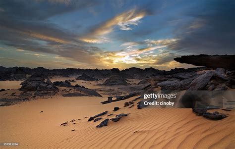 Acacus Mountains Or Tadrart Acacus On Libya Desert High Res Stock Photo