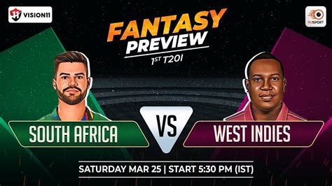 Fantasy Cricket Tips South Africa Vs West Indies 1st T20i Sa Vs Wi Team Prediction Youtube