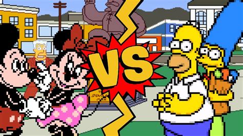 M U G E N Battles Mickey Mouse Minnie Mouse Vs Homer Simpson Marge