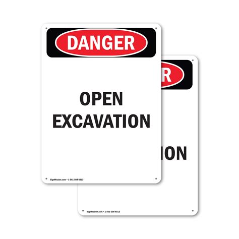 2 Pack Open Excavation Osha Danger Sign 10 Inch X 14 Inch Indoor Outdoor Rust Free Aluminum