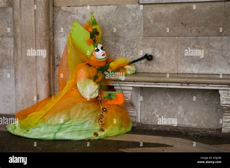 A Person Dressed In Mask And Costume Attending The Venice Carnival