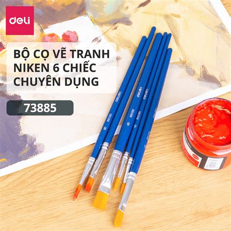 Bộ cọ vẽ chuyên nghiệp Deli dùng cho màu nước bột sơn acrylic Set 4