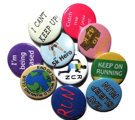 Set Of 10 Running Pin Badges For Runners Etsy