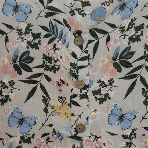 Laura Bianchi Linen Butterfly Floral Print Size L Gem