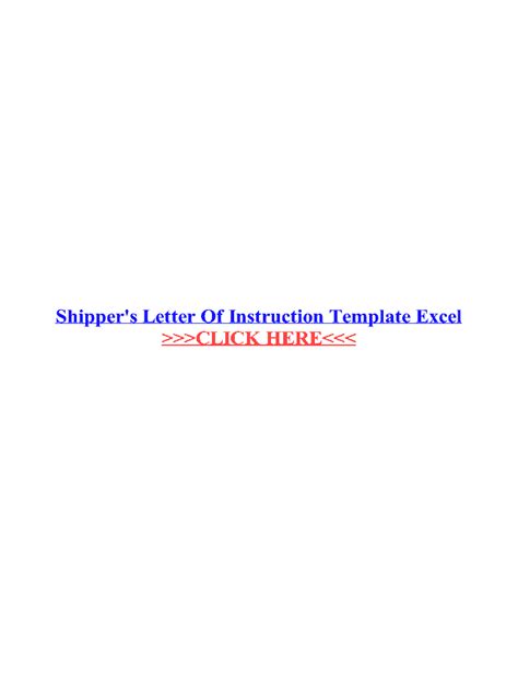 Fillable Online Shipper S Letter Of Instruction Template Fax Email