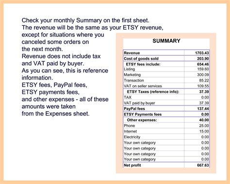 Etsy Seller Spreadsheet Etsy Bookkeeping Template Etsy Etsy