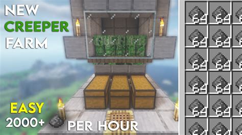 New Minecraft Creeper Farm Tutorial Gunpowder Per Hour Easy