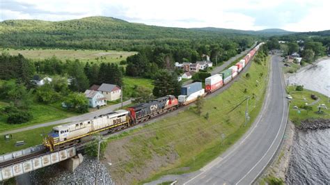 Awesome Aerial 4K View Ex CREX Gevo Leads A Big Stack Train CN 120 W