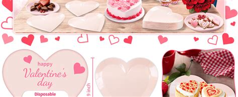 Dylives Pink Heart Shaped Dessert Plates 9 Disposable