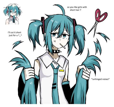 Safebooru 1girl Ahoge Alternate Hair Length Alternate Hairstyle Anger Vein Aqua Eyes Aqua Hair