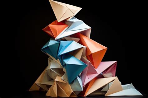 Premium Photo | Colourful origami paper sculptures the origami art