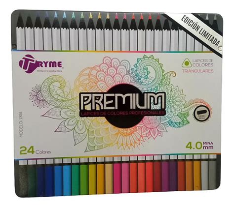 Tryme 24 Lapices Colores Pastel Profesionales Madera Negra Meses Sin