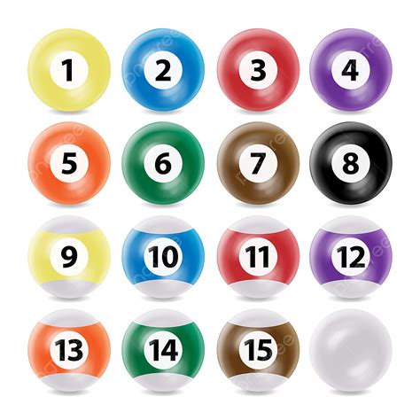 Realistic Clipart Transparent PNG Hd, Billiard Ball Set Vector ...