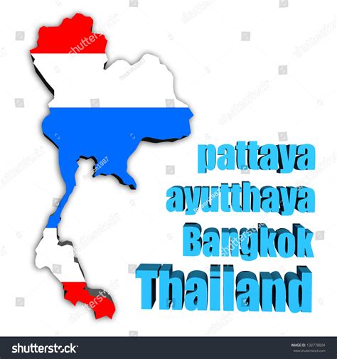 Map Of Thailand In Thai Flag Colors Stock Photo 132778004 : Shutterstock