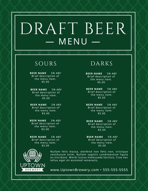 Draft Beer Menu Template | MyCreativeShop