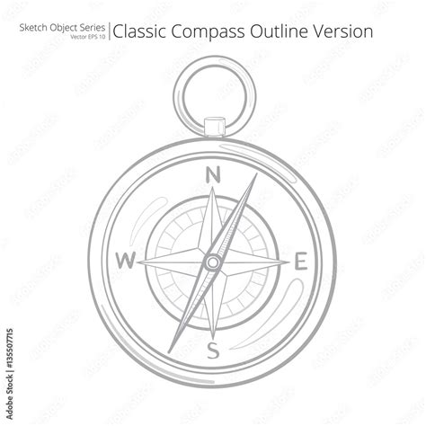 sketch compass sketch style vector illustration   compass outline