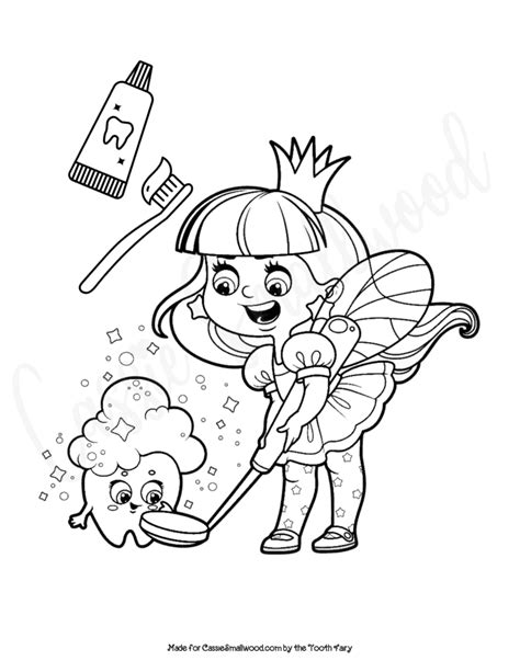 Teeth Brushing Tooth Fairy Coloring Sheet Cassie Smallwood