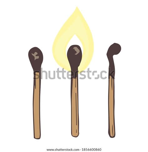 Set Matches Icons Lighted Match Burned Stock Vector Royalty Free