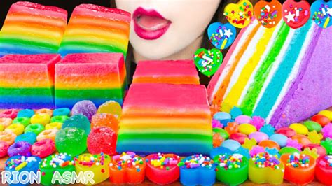 ASMRRAINBOW DESSERTS RAINBOW THAI MULTI LAYER CAKE RAINBOW KOHAKUTO