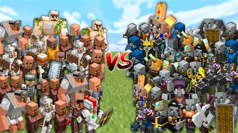 All Villagers Vs All Pillagers In Minecraft Mob Battle Youtube