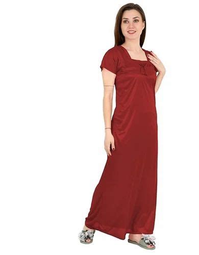 Solid Ladies Brown Satin Nightgown Half Sleeve At Rs 155piece In New