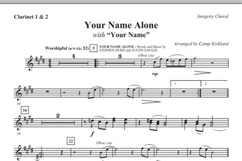 Your Name Alone With Your Name Clarinet 1 2 Sheet Music Camp