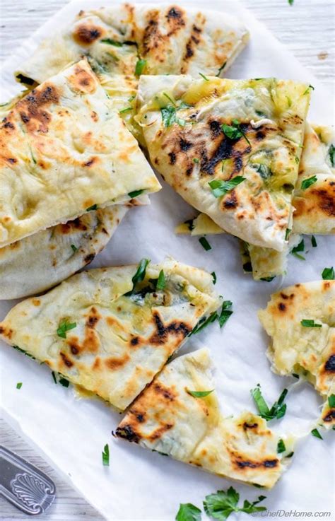 Grilled Garlic Cheese Naan Bread Recipe Chefdehome