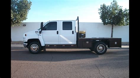 2003 Gmc Kodiak C5500 Crew Cab Flat Bed With Duramax Diesel Toolbox Genartor 4 Doors Pr9999t