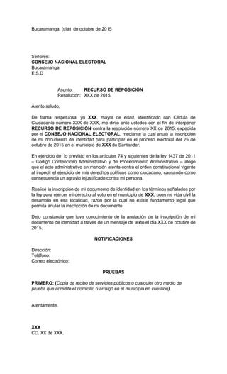 Ejemplos de Recursos de Reposición en Derecho Jurídico Fácil