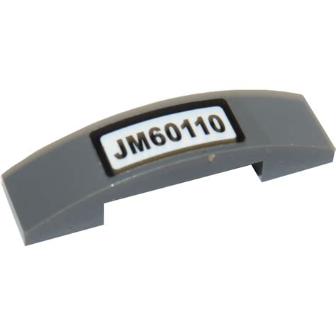 LEGO Slope 1 X 4 Curved Double With JM60110 License Plate Sticker