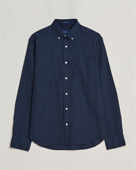 Gant Regular Fit Garment Dyed Oxford Shirt Evening Blue Bei Careofcarl De