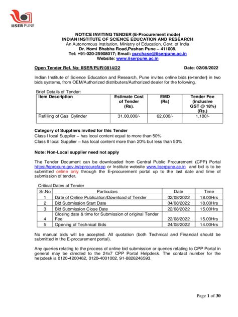 Fillable Online Tenders By Organisation Central Public Procurement