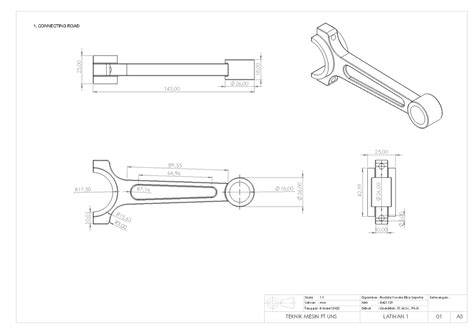 2 Dimensi Gambar Teknik 2d Crankshaft Satuan Mm Dilihat