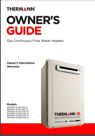 Owners Guide Thermann Gas Continuous Flow Water Heaters Tech Spec