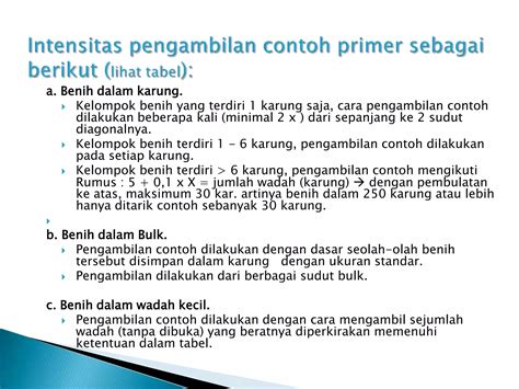 Pengambilan Contoh Benih Materi Analisis Mutu Benih PPT