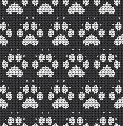 Premium Vector Seamless Knitted Pattern With Cat Paws