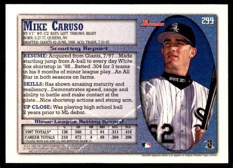 1998 BOWMAN MIKE CARUSO CHICAGO WHITE SOX 299 EBay