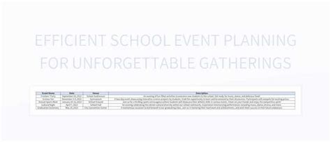 Streamlined Strategies For Unforgettable School Events Excel | Template ...