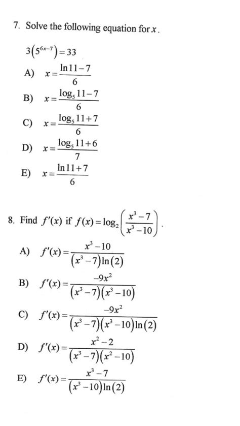 Solved 7 Solve The Following Equation For X 3 567 7 33