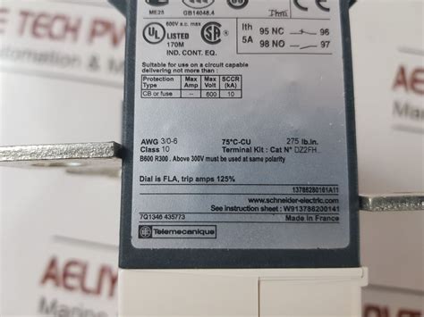 SCHNEIDER ELECTRIC TELEMECANIQUE LR9F5371 ELECTRONIC OVERLOAD RELAY ...