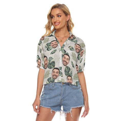 Personalized Face Hawaiian Cropped Shirt For Women Vinco Hawaiian Shirts