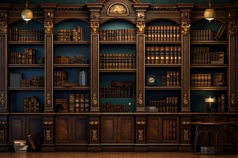 Premium Photo | Bookshelf background ornate bookshelf bookcases library ...