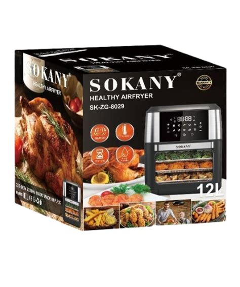 Sokany SK 8029 Digital Air Fryer Oven 12 L Grey Silver 1800 Watt