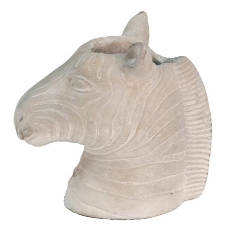 6TE0386S Bloempot Zebra 16x10x15 Cm Grijs Steen Bloempot Binnen