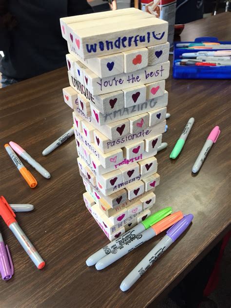 Get Jenga Blocks And Write Inspirational Words On Them Jenga