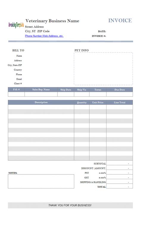 Printable Veterinary Invoice Template Vet Receipt Template Pdf Emetonlineblog