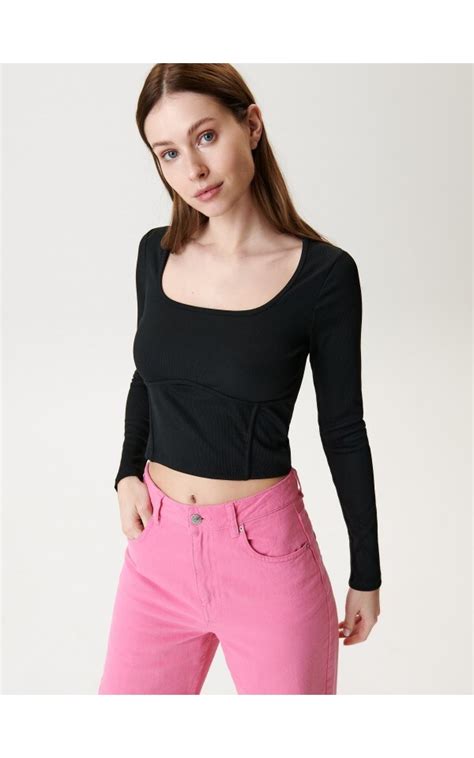 Crop Top Din Tricot Striat SINSAY 7726J 99X