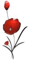 Metal Wall Art Red Poppy Flower Bunch